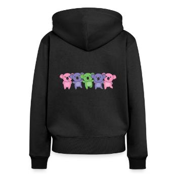 Trigender Flag Pride LGBTQ Mignon Koala - Sweat à capuche zippé Premium bio Femme - noir - Dos - Julia (174cm)