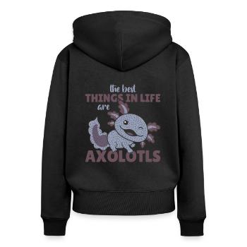 the best things in life are Axolotls süße Axololt - Women's Premium Organic Zip Hoodie - black - Back - Julia (174cm)