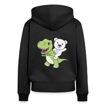 L’ours polaire monte sur un dino mignon T-Rex avec des ours polaires - Sweat à capuche zippé Premium bio Femme - noir - Dos - Julia (174cm)