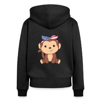 4 juillet American Monkey for Kids USA Monkey - Sweat à capuche zippé Premium bio Femme - noir - Dos - Julia (174cm)