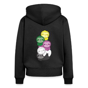 Ceterosexual Flag Pride LGBTQ Sloth Bunch - Women's Premium Organic Zip Hoodie - black - Back - Julia (174cm)