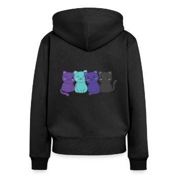 alexigenre drapeau fierté LGBTQ mignon chats groupe - Sweat à capuche zippé Premium bio Femme - noir - Dos - Julia (174cm)