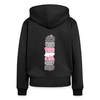 Demigirl Flag Pride LGBTQ Cute Hippo - Women's Premium Organic Zip Hoodie - black - Back - Julia (174cm)