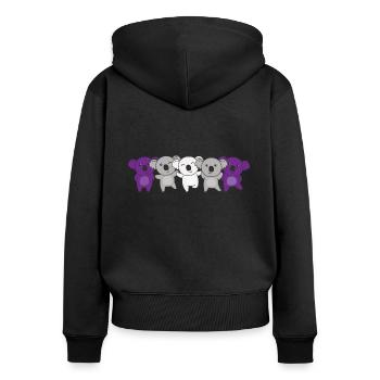 graysexual flag pride LGBTQ cute koala - Women's Premium Organic Zip Hoodie - black - Back - Julia (174cm)