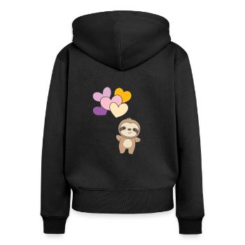 Trixic drapeau ballon fierté LGBTQ paresseux - Sweat à capuche zippé Premium bio Femme - noir - Dos - Julia (174cm)