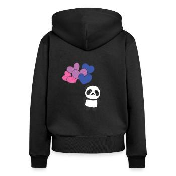 Bi Flagge Ballon Herzen Pride LGBTQ Panda - Frauen Premium Bio Zip Hoodie - Schwarz - Hinten - Julia (174cm)