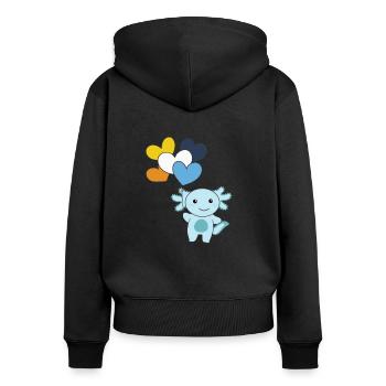 Aroace Flagge Ballon Herz Pride LGBTQ Axolotl - Frauen Premium Bio Zip Hoodie - Schwarz - Hinten - Julia (174cm)