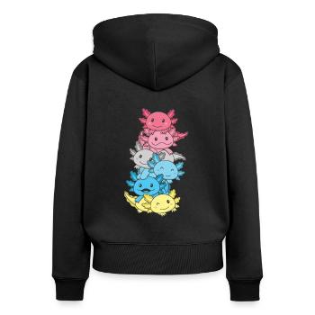 genderflux Flag Gay Pride LGBTQ Axolotl - Sweat à capuche zippé Premium bio Femme - noir - Dos - Julia (174cm)
