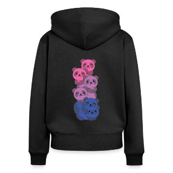 Bi Flag Pride LGBTQ Mignon Panda Bunch - Sweat à capuche zippé Premium bio Femme - noir - Dos - Julia (174cm)