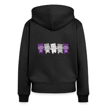 grisdrapeau sexuel fierté LGBTQ mignon hippopotame - Sweat à capuche zippé Premium bio Femme - noir - Dos - Julia (174cm)