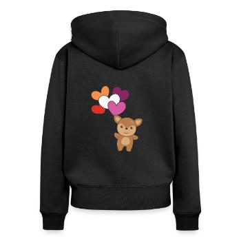 Lesbische Flagge Ballon Herzen Pride LGBTQ Reh - Frauen Premium Bio Zip Hoodie - Schwarz - Hinten - Julia (174cm)