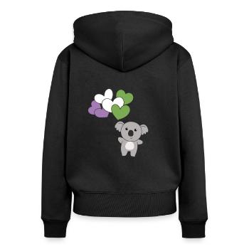 Genderqueer Flagge Ballon Herzen Pride LGBTQ Koala - Frauen Premium Bio Zip Hoodie - Schwarz - Hinten - Julia (174cm)