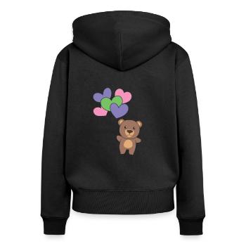 Trigender Flag Ballon Hearts Pride LGBTQ Bear - Sweat à capuche zippé Premium bio Femme - noir - Dos - Julia (174cm)