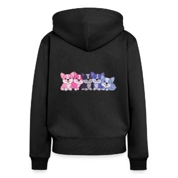 Omnisexuell Flag Corgi Pride LGBTQ süße Hunde - Frauen Premium Bio Zip Hoodie - Schwarz - Hinten - Julia (174cm)