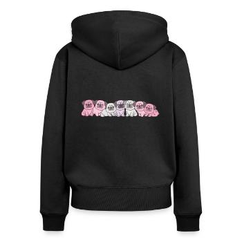pomosdrapeau carlin carlin fierté LGBTQ chiens mignons - Sweat à capuche zippé Premium bio Femme - noir - Dos - Julia (174cm)