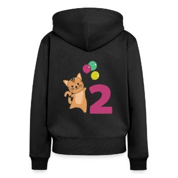 Ballons de deuxième anniversaire de chat pour enfants - Sweat à capuche zippé Premium bio Femme - noir - Dos - Julia (174cm)