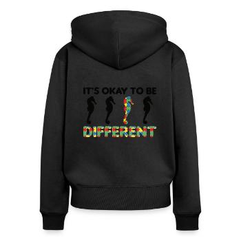 autism awareness month puzzel different Seepferd - Frauen Premium Bio Zip Hoodie - Schwarz - Hinten - Julia (174cm)