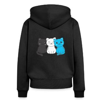 mascic flag pride LGBTQ cute cat pile - Women's Premium Organic Zip Hoodie - black - Back - Julia (174cm)