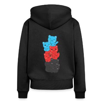 Polyamory Flag cat Pride LGBTQ süße Katze - Frauen Premium Bio Zip Hoodie - Schwarz - Hinten - Julia (174cm)