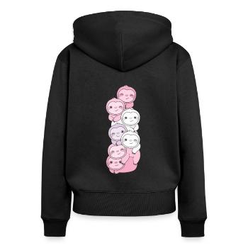 pomosexual flag pride LGBTQ cute sloth pile - Women's Premium Organic Zip Hoodie - black - Back - Julia (174cm)