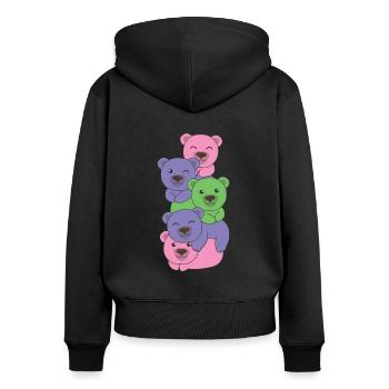 Trigender Flag Pride LGBTQ Cute Bear Bunch - Sweat à capuche zippé Premium bio Femme - noir - Dos - Julia (174cm)
