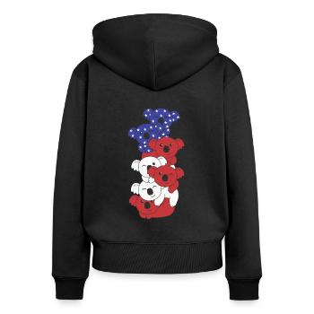 Koala pour le quatrième juillet Drapeau des États-Unis Koalas - Sweat à capuche zippé Premium bio Femme - noir - Dos - Julia (174cm)