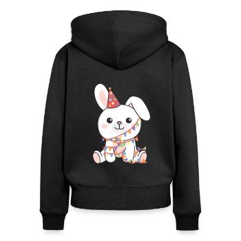 Lapin pour anniversaire un cadeau pour les enfants - Sweat à capuche zippé Premium bio Femme - noir - Dos - Julia (174cm)