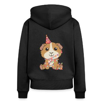 Cochons d’Inde pour leur anniversaire pour les enfants - Sweat à capuche zippé Premium bio Femme - noir - Dos - Julia (174cm)