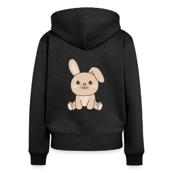 Lapin Lapin Mignon Animaux Lapin de Pâques - Sweat à capuche zippé Premium bio Femme - noir - Dos - Julia (174cm)