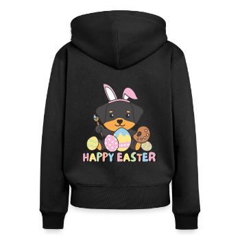 happy easter sweet rottweiler Easter dogs - Women's Premium Organic Zip Hoodie - black - Back - Julia (174cm)