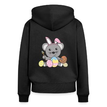 Happy Easter Cute Mouse Easter with Easter Eggs - Women's Premium Organic Zip Hoodie - black - Back - Julia (174cm)
