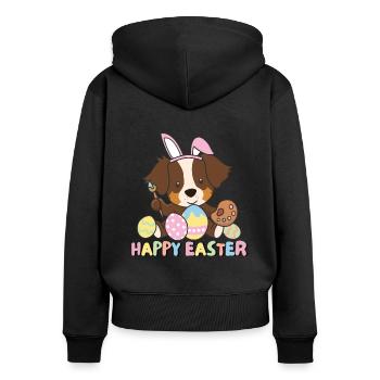 Happy Easter Sweet Australian Shepherd Easter With - Women's Premium Organic Zip Hoodie - black - Back - Julia (174cm)