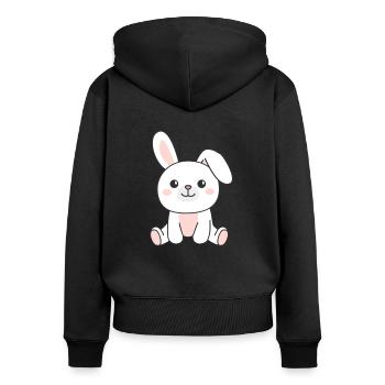 Lapin Lapin Animaux mignons Lapin de Pâques - Sweat à capuche zippé Premium bio Femme - noir - Dos - Julia (174cm)