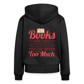 Conception d’amateurs de livres avec des livres pour la littérature - Sweat à capuche zippé Premium bio Femme - noir - Dos - Julia (174cm)