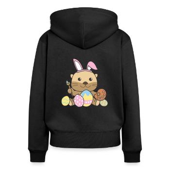 joyeuses Pâques loutre douce Pâques avec œufs de Pâques - Sweat à capuche zippé Premium bio Femme - noir - Dos - Julia (174cm)