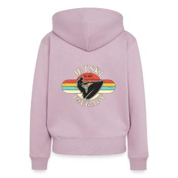 Jet Skiing Jet Ski Therapy Retro Loves Motor Boat - Women's Premium Organic Zip Hoodie - dusky pink - Back - Julia (174cm)
