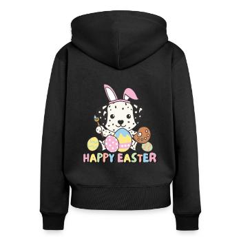 joyeuses Pâques douces dalmates avec - Sweat à capuche zippé Premium bio Femme - noir - Dos - Julia (174cm)