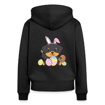 happy easter sweet rottweiler Easter dogs - Women's Premium Organic Zip Hoodie - black - Back - Julia (174cm)