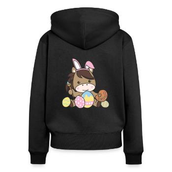 joyeuse Pâques doux cheval de Pâques avec des œufs de Pâques - Sweat à capuche zippé Premium bio Femme - noir - Dos - Julia (174cm)