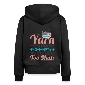 Handarbeit Stricken lustiger Strick Spruch - Frauen Premium Bio Zip Hoodie - Schwarz - Hinten - Julia (174cm)