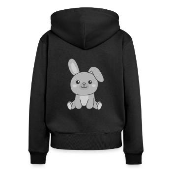 Lapin Lapin Animaux mignons Lapin de Pâques - Sweat à capuche zippé Premium bio Femme - noir - Dos - Julia (174cm)