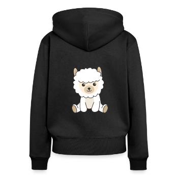 Alpaga animaux mignons pour enfants Alpagas manga - Sweat à capuche zippé Premium bio Femme - noir - Dos - Julia (174cm)