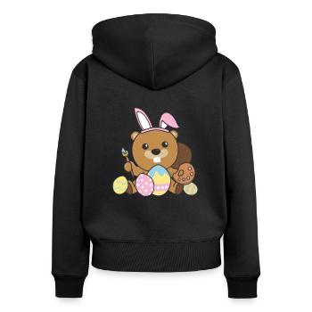 joyeuses Pâques castor doux Pâques avec œufs de Pâques - Sweat à capuche zippé Premium bio Femme - noir - Dos - Julia (174cm)