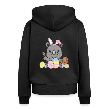 joyeuses Pâques rhinocéros doux Pâques avec œufs de Pâques - Sweat à capuche zippé Premium bio Femme - noir - Dos - Julia (174cm)