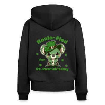 Koala-fied pour la Saint-Patrick Kleeblatt - Sweat à capuche zippé Premium bio Femme - noir - Dos - Julia (174cm)