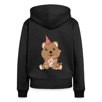 Quokka, un cadeau d’anniversaire pour les enfants - Sweat à capuche zippé Premium bio Femme - noir - Dos - Julia (174cm)