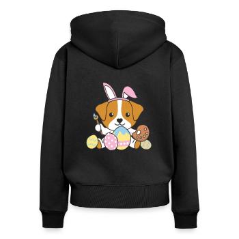happy easter cute jack rusll Easter dogs - Women's Premium Organic Zip Hoodie - black - Back - Julia (174cm)