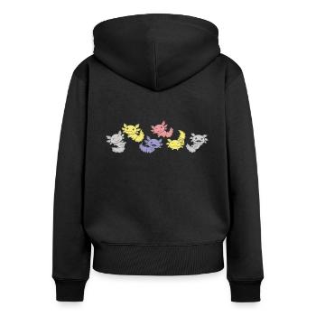 Pivotgender Flag Pride LGBTQ Axolotl - Sweat à capuche zippé Premium bio Femme - noir - Dos - Julia (174cm)