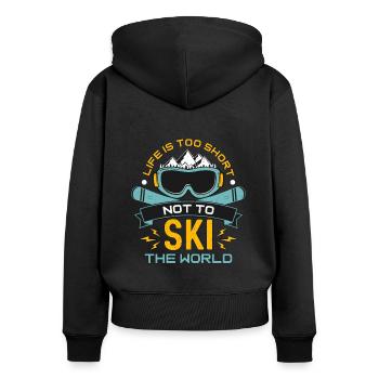 La vie en ski de fond est trop courte Ski de course - Sweat à capuche zippé Premium bio Femme - noir - Dos - Julia (174cm)