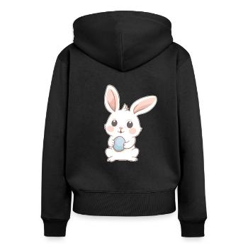joyeuse Pâques lapin doux Pâques avec œufs de Pâques - Sweat à capuche zippé Premium bio Femme - noir - Dos - Julia (174cm)